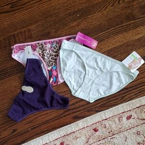 3 Panties - Purple, Pink Leopard & Mint
